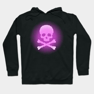 Neon Pink Skull and Crossbones Creepy Gothic Scary Fun Modern Art Hoodie